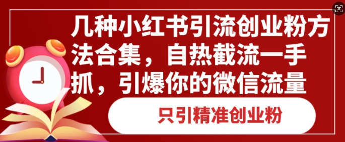 几种小红书引流创业粉方法合集，自热截流一手抓，引爆你的微信流量