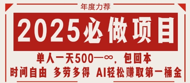 2025必做项目，时间自由，多劳多得，日入多张无上限